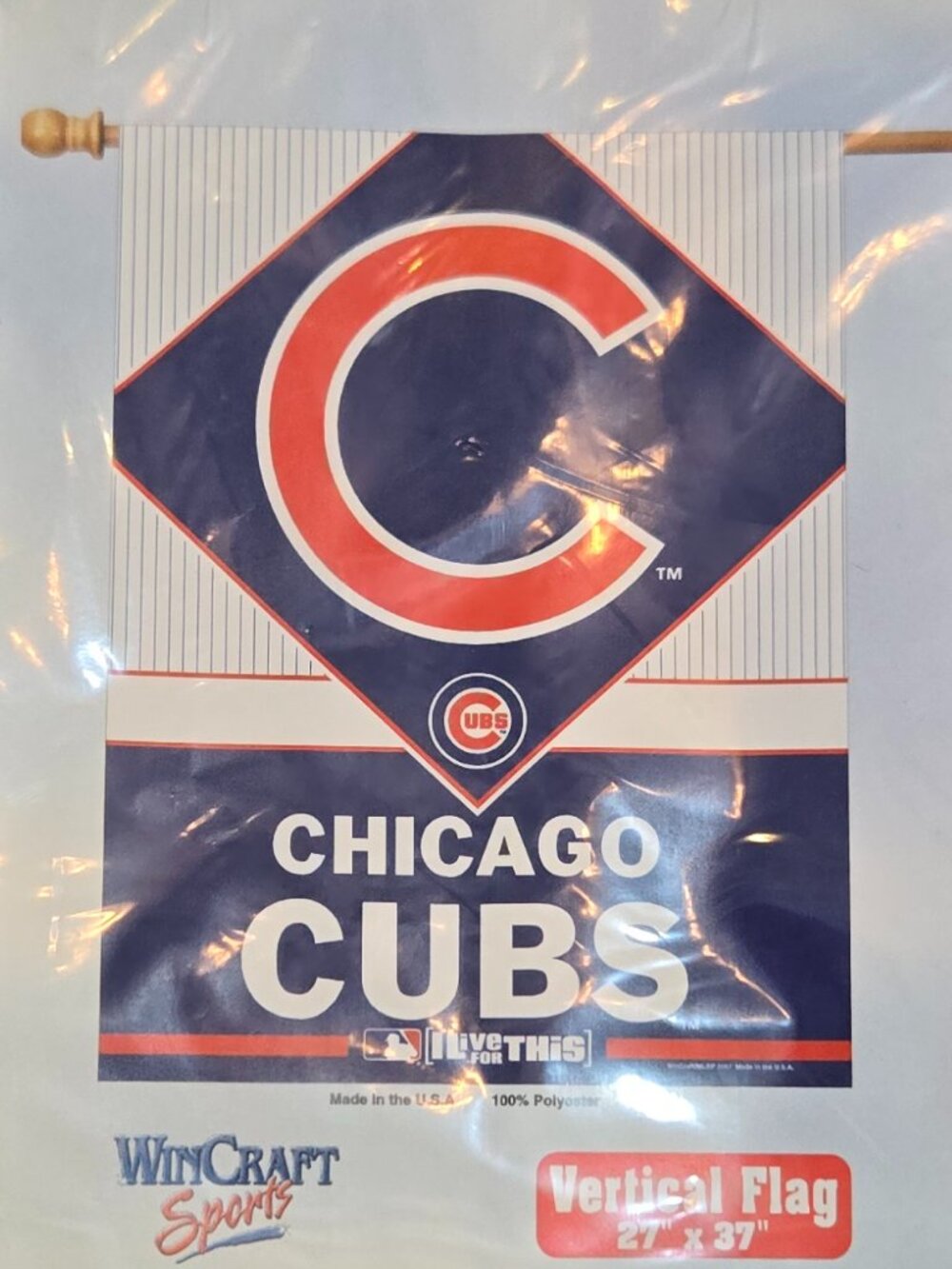 Chicago Cubs MLB Baseball Wincraft Vertical Flag Banner Indoor Outdoor 27" x 37"